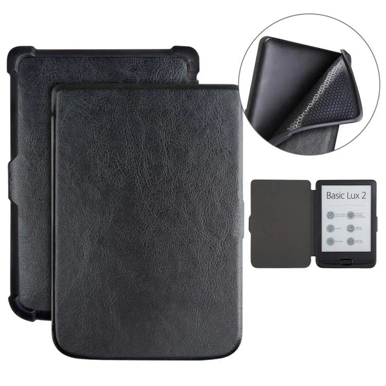 TPU leren smart cover voor PocketBook B606 628 633 632 627 616 (zwart)