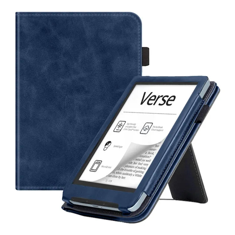 Kalfsleren smart cover voor PocketBook Verse / Verse Pro (blauw)