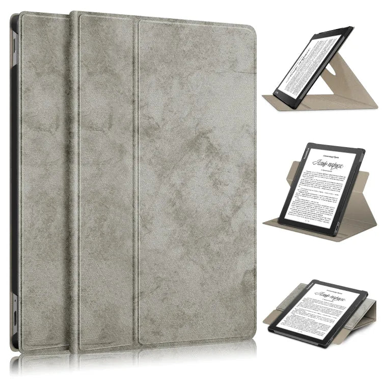 360 graden draaibare lederen tablethoes voor Realme PocketBook PB970 (grijs)
