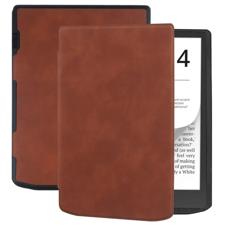 Retro lederen smarthoes voor PocketBook InkPad 4 / Color 2 / Color 3 PB743 (koffiebruin)