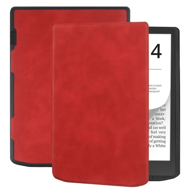 Retro lederen smarthoes voor PocketBook InkPad 4 / Color 2 / Color 3 PB743 (rood)