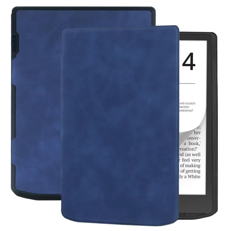 Retro lederen smarthoes voor PocketBook InkPad 4 / Color 2 / Color 3 PB743 (donkerblauw)