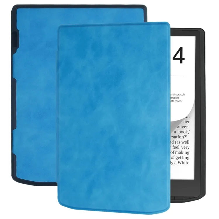 Retro lederen smarthoes voor PocketBook InkPad 4 / Color 2 / Color 3 PB743 (hemelsblauw)