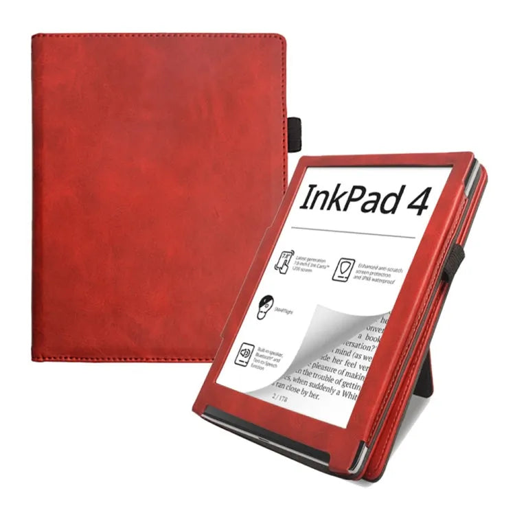 Kalfslederen smart tablethoes voor PocketBook InkPad Kleur 2 3 (rood)