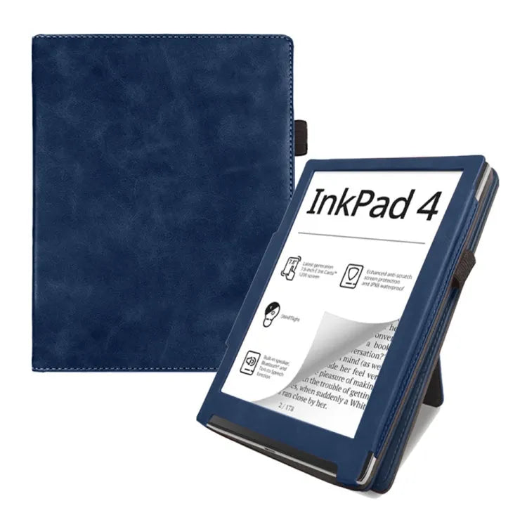 Kalfslederen smart tablethoes voor PocketBook InkPad Kleur 2 3 (blauw)