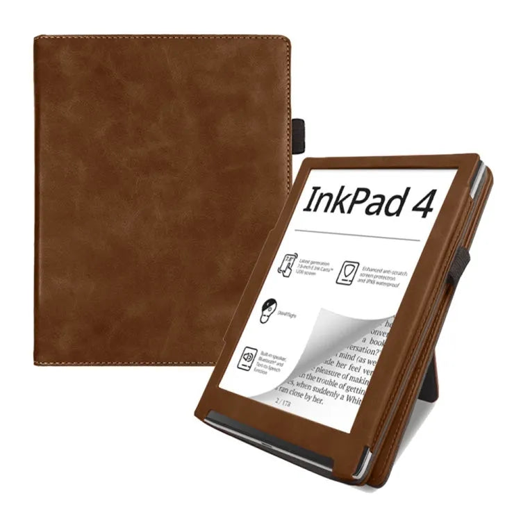 Kalfslederen smart tablethoes voor PocketBook InkPad Kleur 2 3 (bruin)