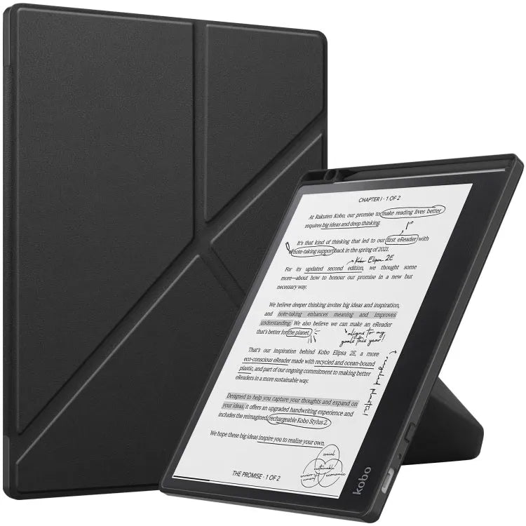 Effen TPU lederen smart tablethoes voor Kobo Elipsa 2E (zwart)