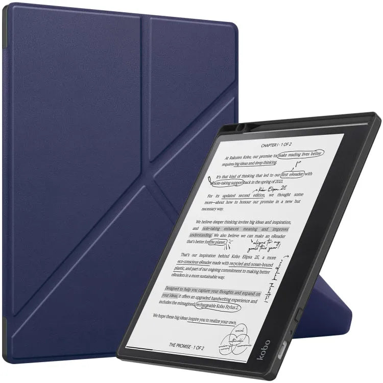 TPU-lederen smart hoes voor Kobo Elipsa 2E (donkerblauw)