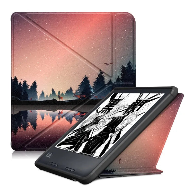 Multi-opvouwbare lederen hoes voor Kobo Libra 2 2021 (dusk)