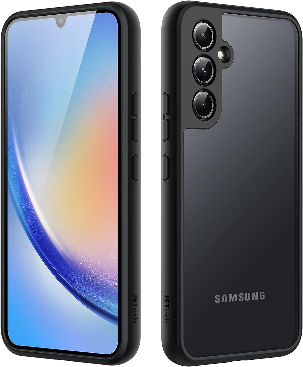 Samsung Galaxy A34 Hybrid Shockproof Bumper semi transparant/zwart (mat)