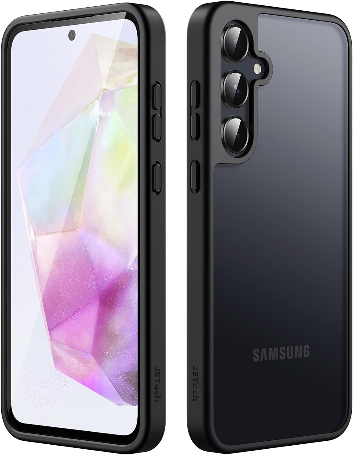 Samsung Galaxy A35 Hybrid Shockproof Bumper semi transparant/zwart (mat)