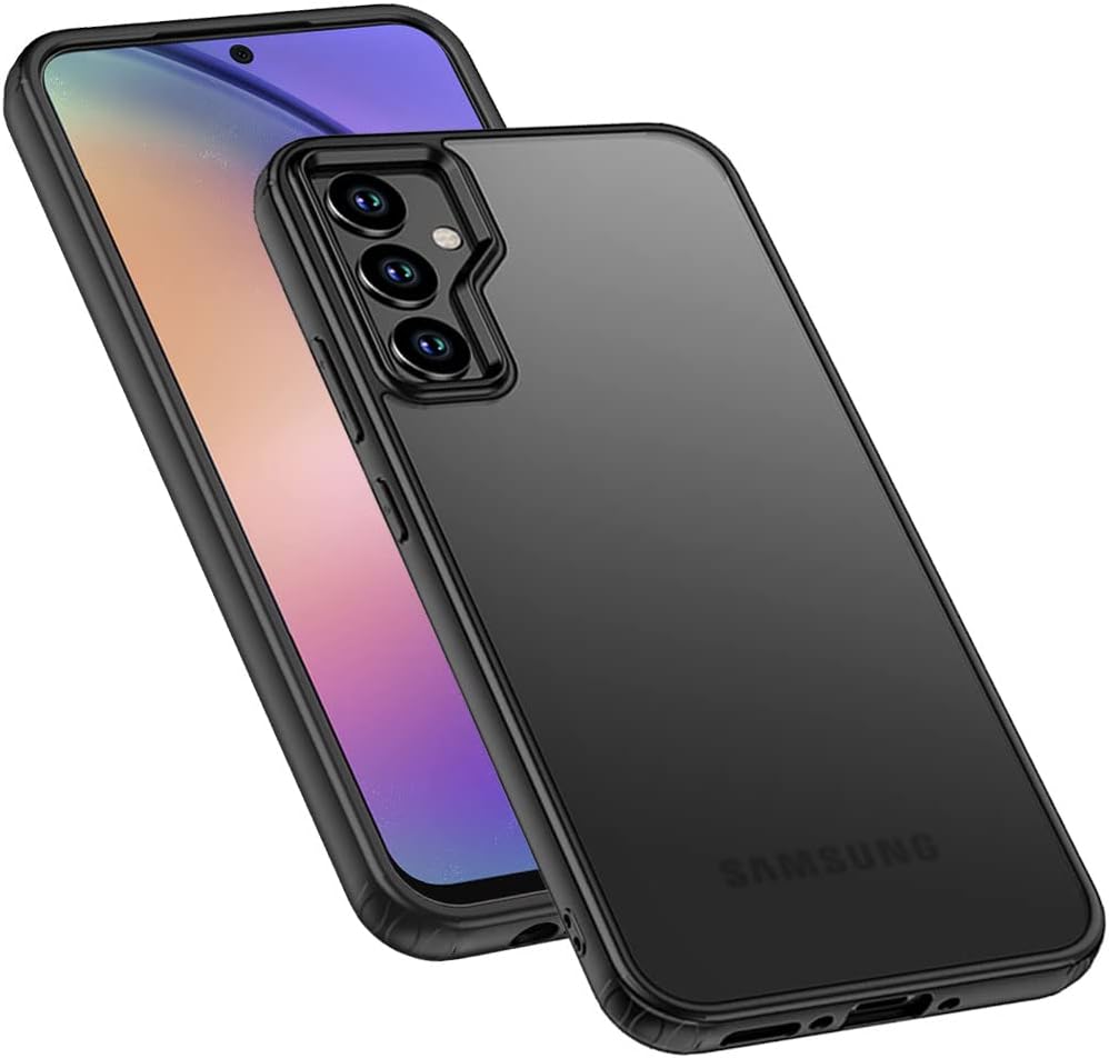 Samsung Galaxy A54 Hybrid Shockproof Bumper semi transparant/zwart (mat)