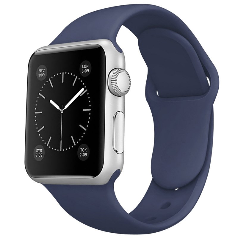 Siliconen bandje Apple Watch (series 1/2/3/4/5/6/SE/7 - 38/40/41mm) donker blauw