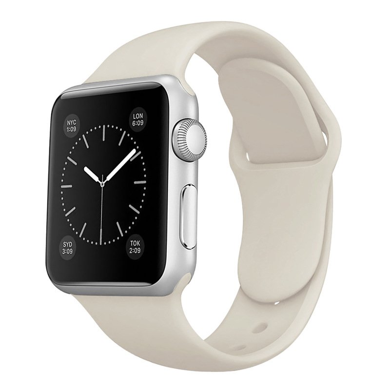 Siliconen bandje Apple Watch (series 1/2/3/4/5/6/SE/7 - 38/40/41mm) gebroken wit