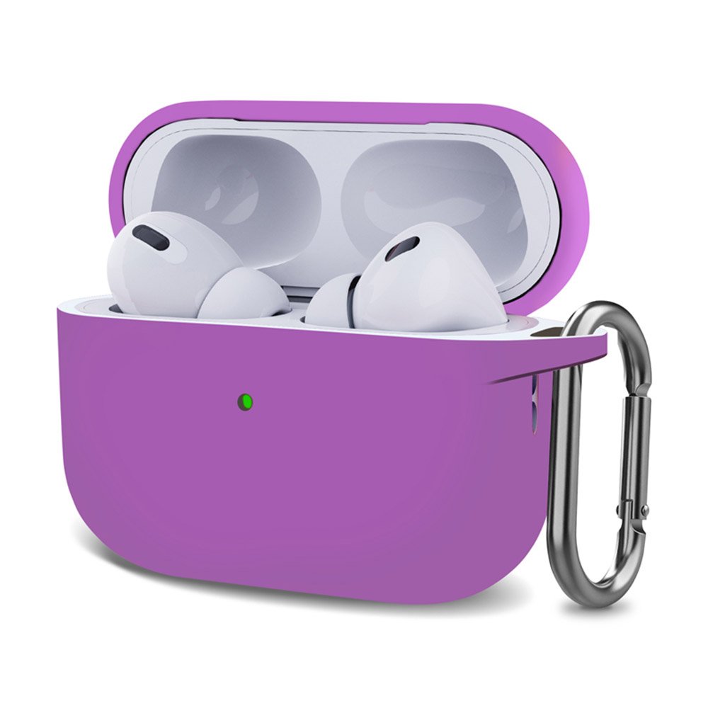 Siliconen hoesje met haak voor Apple Airpods Pro 2 licht paars