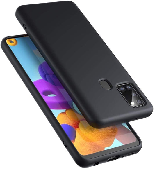 Softcase hoesje Samsung Galaxy A21s mat - zwart