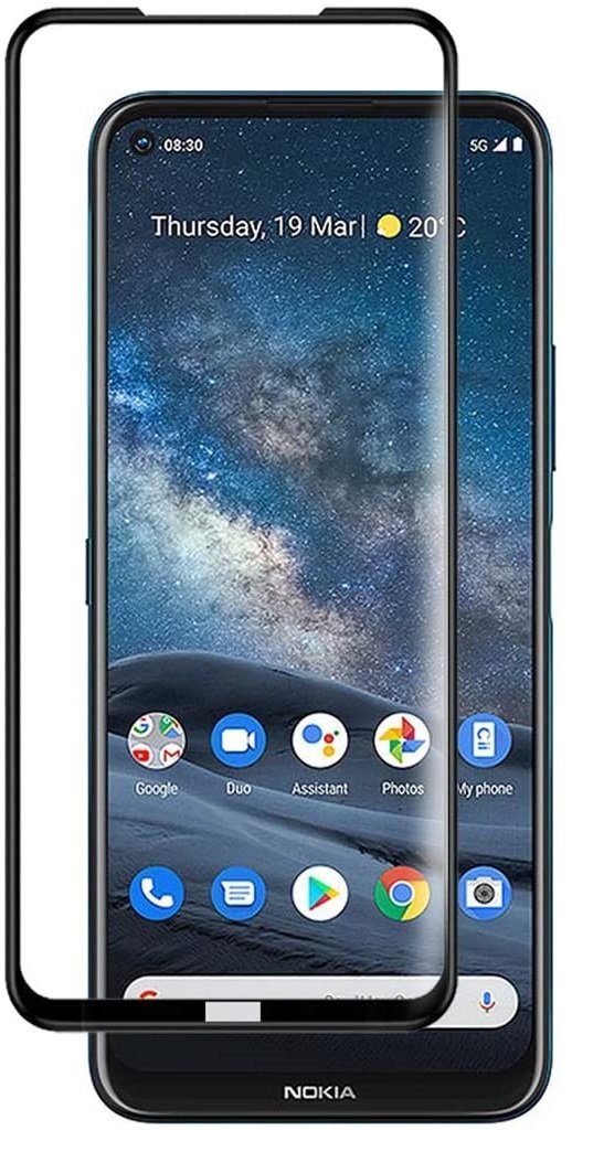 Tempered Glass (volledig scherm) Nokia 8.3 zwart