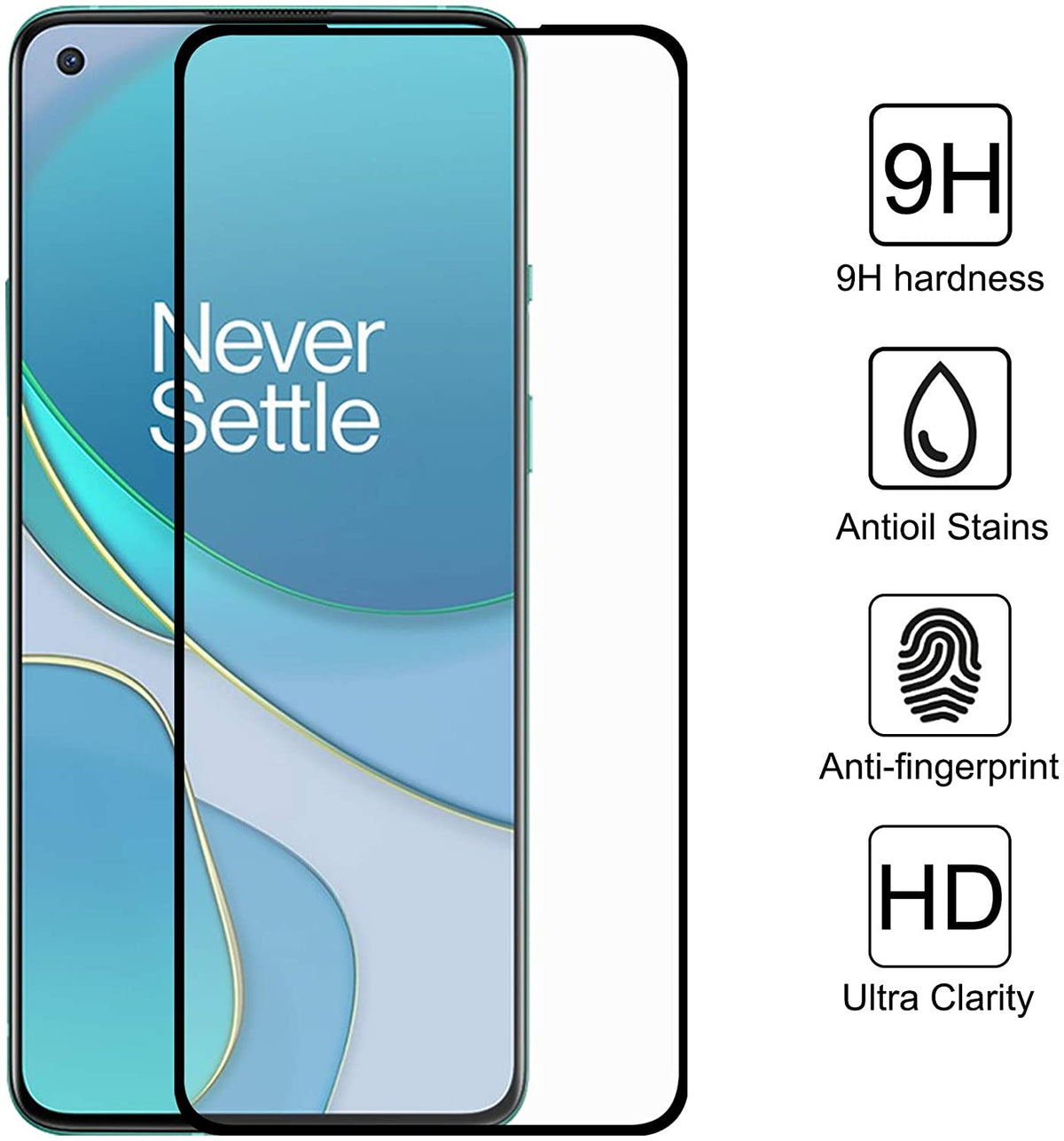 Tempered Glass (volledig scherm) OnePlus 8T zwart