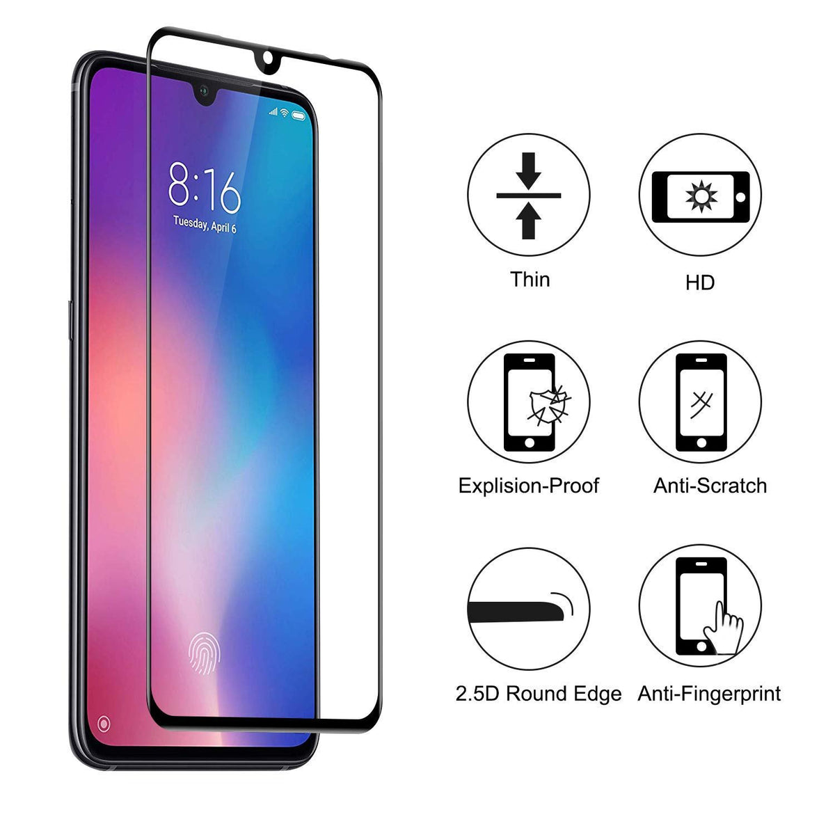 Tempered Glass (volledig scherm) Samsung Galaxy A10e zwart