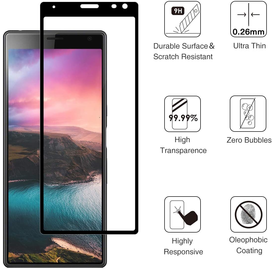 Tempered Glass (volledig scherm) Sony Xperia 10 II zwart