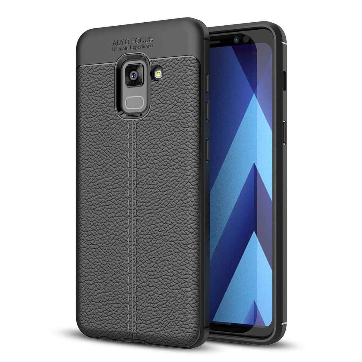 TPU hoesje leer Samsung Galaxy A8+ 2018 zwart