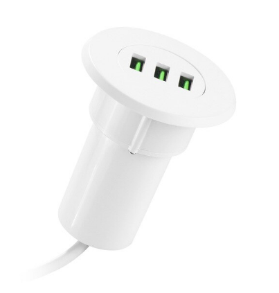 USB lader inbouw met 3x USB - wit