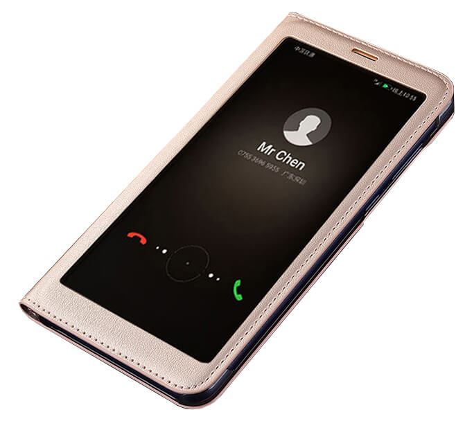 View cover leer Huawei Mate 10 Lite goud