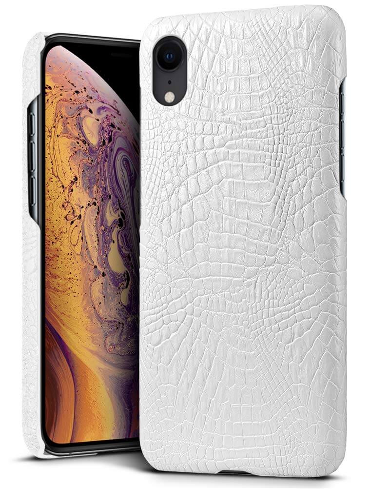 Vintage case leer iPhone XR - wit