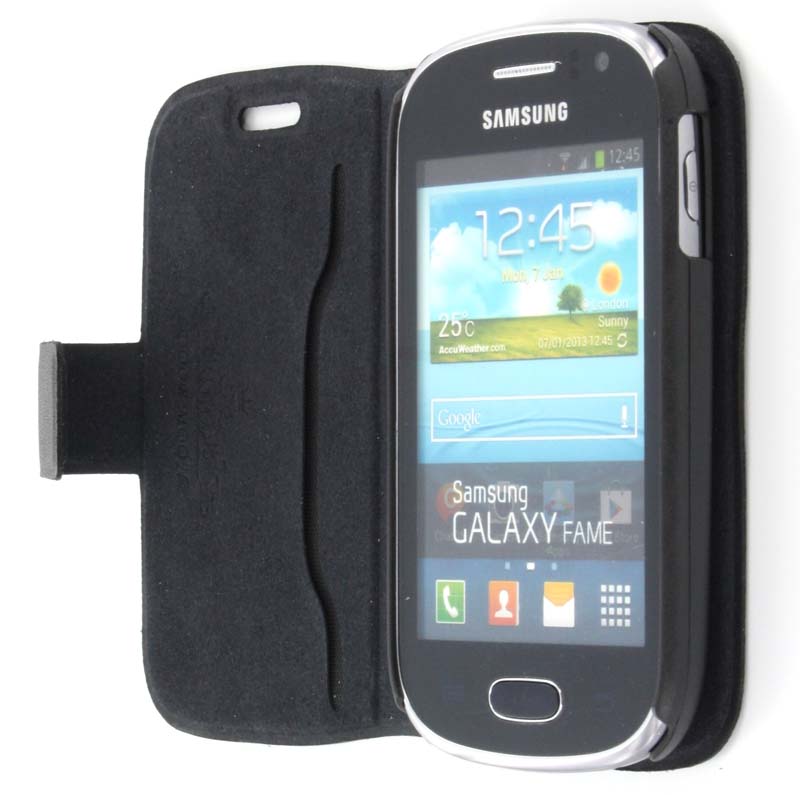 Wallet case leer Samsung Galaxy Fame S6810 zwart