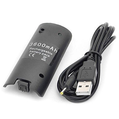 Wii remote accu / batterij 3600mAh zwart