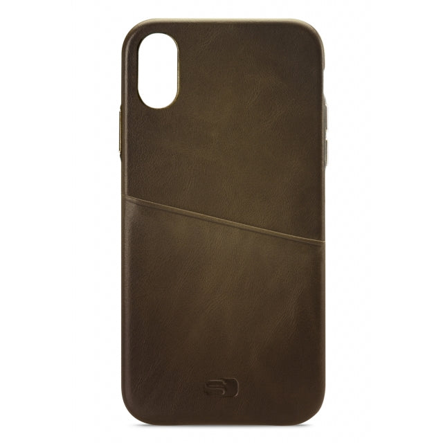 Senza Desire Étui en cuir avec fente pour cartes Apple iPhone Xs Max Olive brûlée