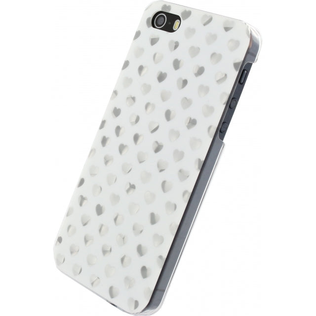 Xccess Hard Cover Apple iPhone 5/5S/SE White/Silver Hearts