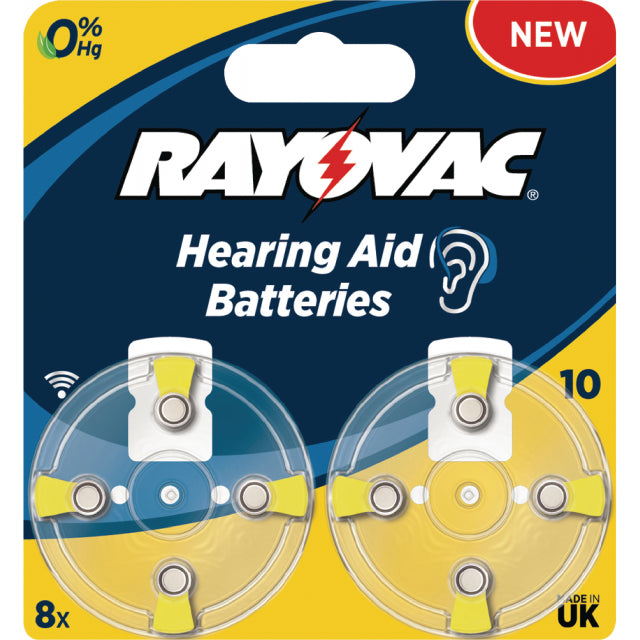 V10 Varta Rayovac Hearing Aid Batteries Value 8-Pack